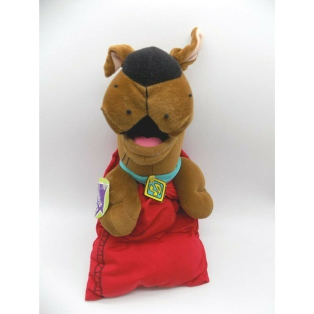 Scooby-Doo Plush Hand Puppet Red Hooded Cape Squeeze Sound Toy Brown